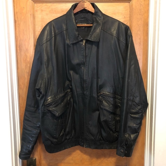 Xceptions Vintage Leather Flight Jacket, Black, Men’s 2X - Picture 1 of 6